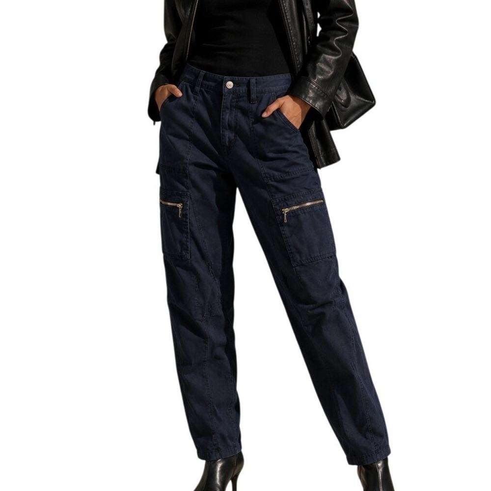 White House Black Market The Slim Crop Cargo‎ Pants Navy Blue Womens Size 6